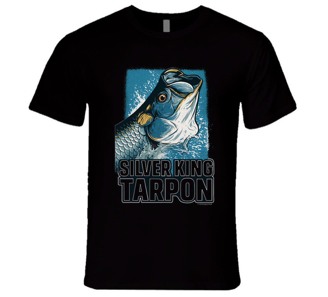 - T-Shirt: Silver King Tarpon funny fishing T-shirt by Smiling Wombat