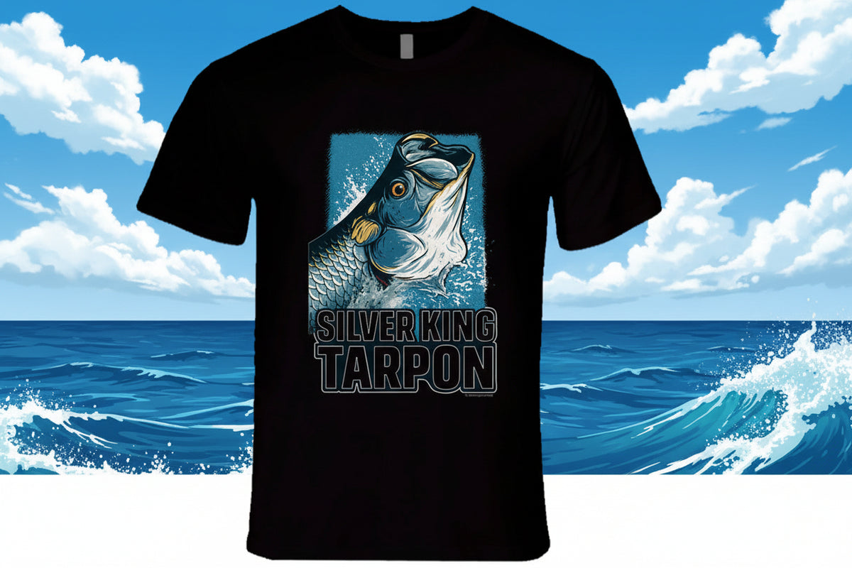 - T-Shirt: Silver King Tarpon funny fishing T-shirt by Smiling Wombat
