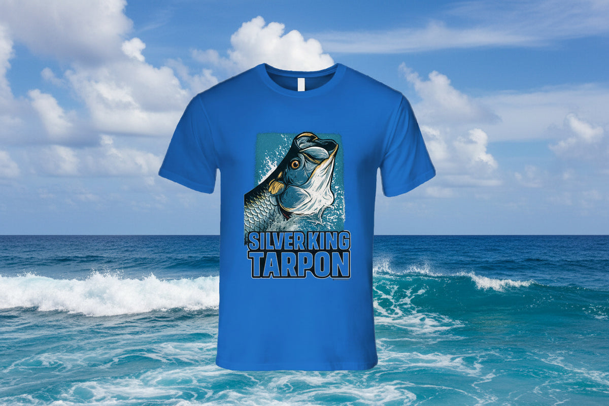 - T-Shirt: Silver King Tarpon funny fishing T-shirt by Smiling Wombat