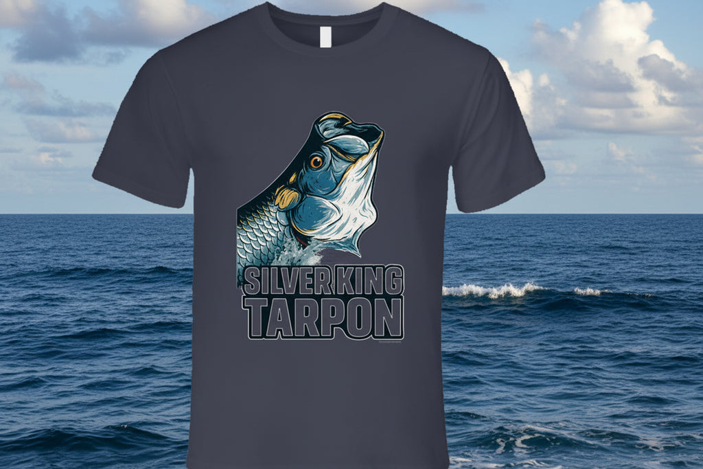 - T-Shirt: Silver King Tarpon funny fishing T-shirt by Smiling Wombat
