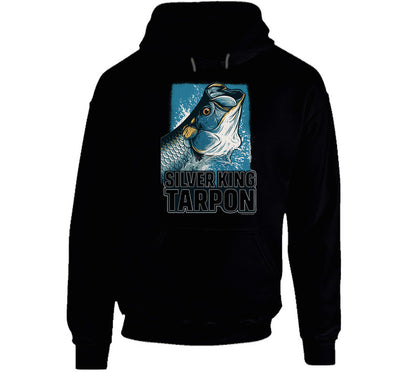 - Hoodie: Silver King Tarpon hoodie featuring bold fish illustration and Smiling Wombat humor
