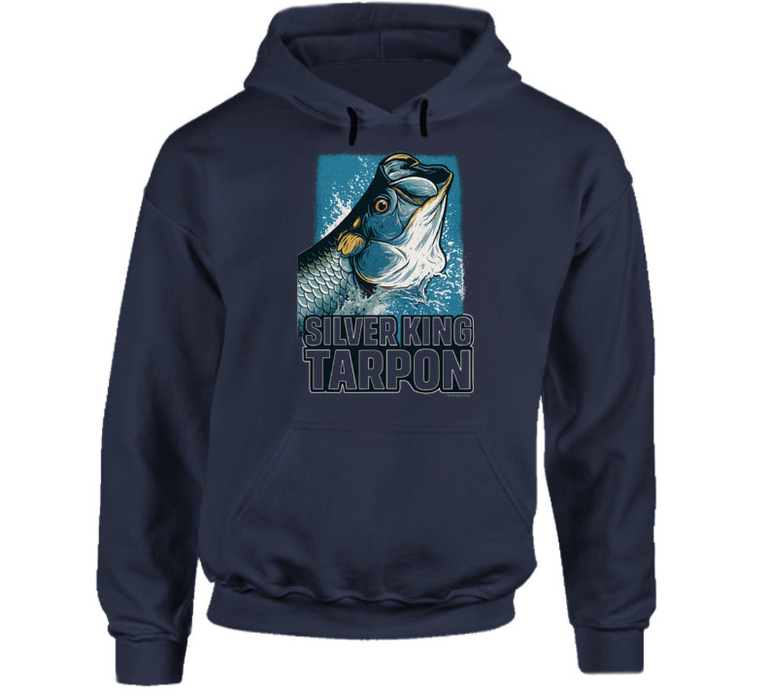 - Hoodie: Silver King Tarpon hoodie featuring bold fish illustration and Smiling Wombat humor
