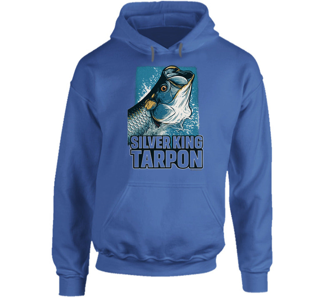 - Hoodie: Silver King Tarpon hoodie featuring bold fish illustration and Smiling Wombat humor
