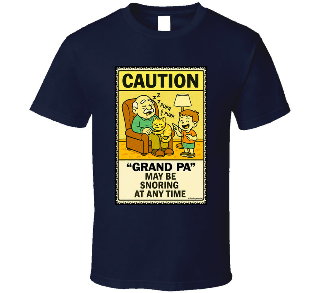 - “Do Not Disturb grandpa snoring T-shirt – Smiling Wombat design”
