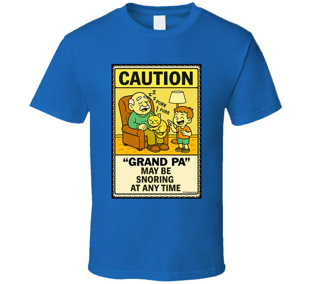 - “Do Not Disturb grandpa snoring T-shirt – Smiling Wombat design”
