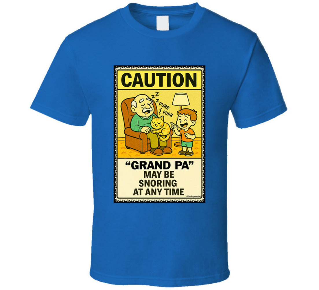 - “Do Not Disturb grandpa snoring T-shirt – Smiling Wombat design”
