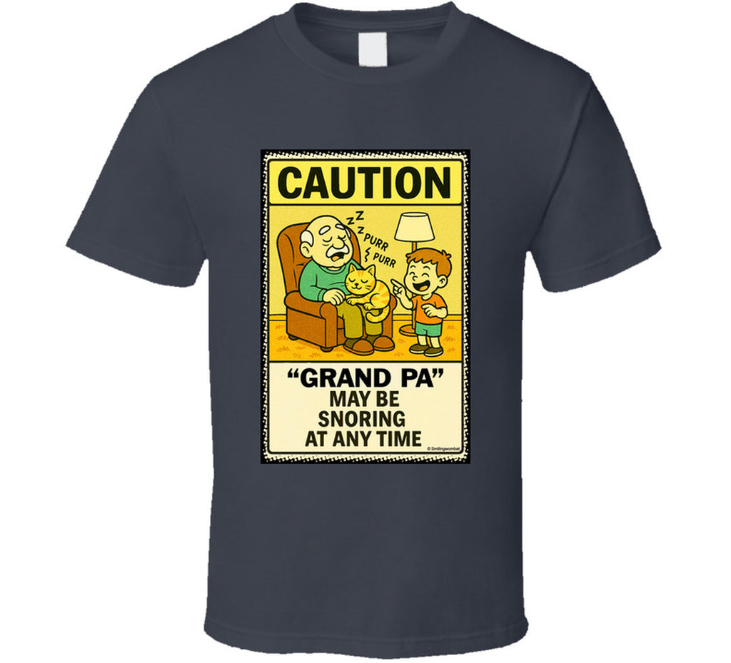 - “Do Not Disturb grandpa snoring T-shirt – Smiling Wombat design”
