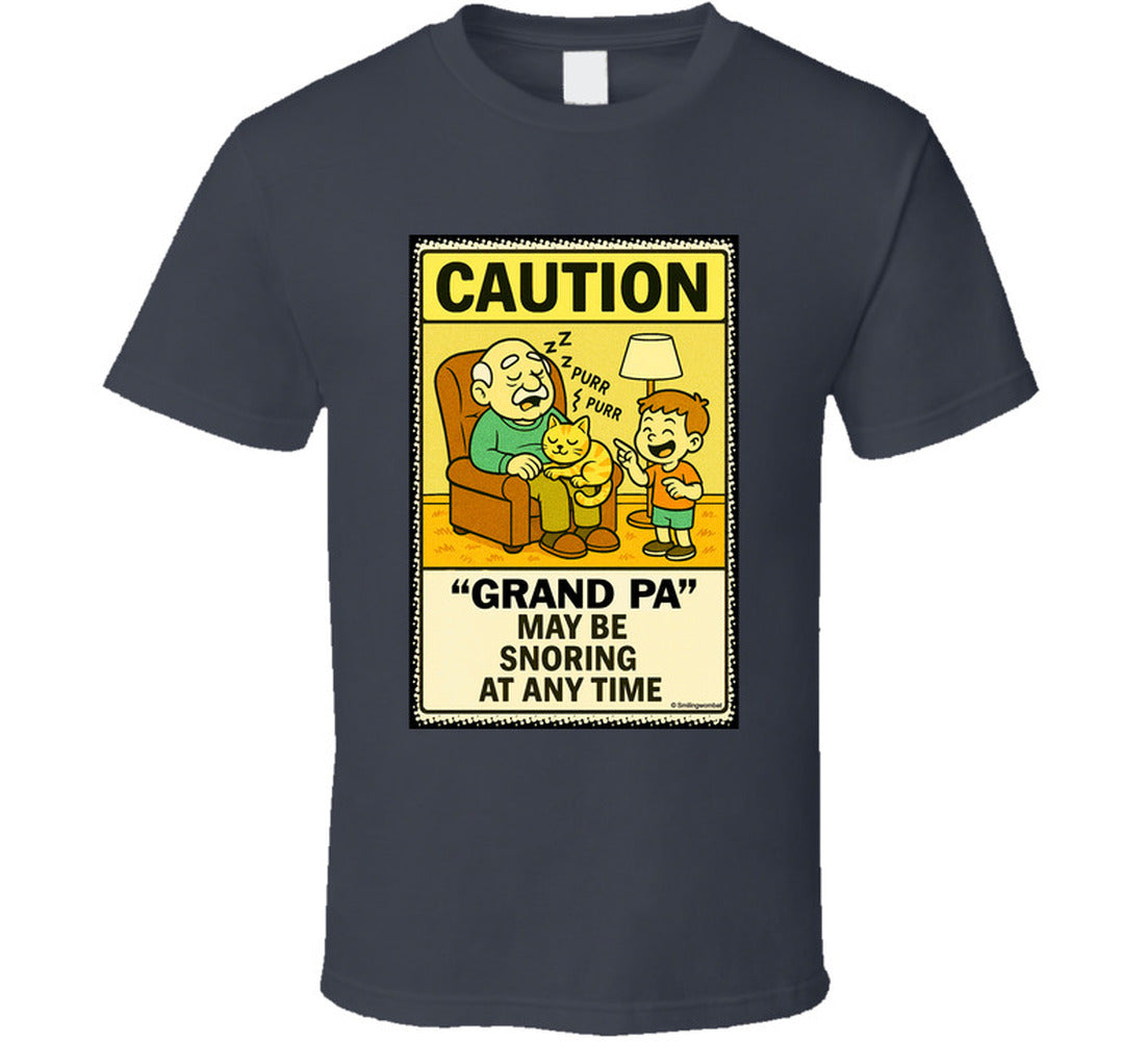 - “Do Not Disturb grandpa snoring T-shirt – Smiling Wombat design”
