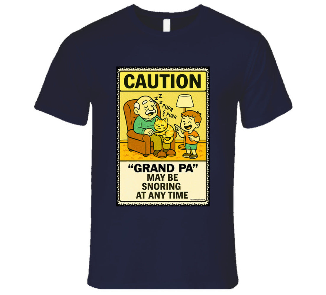 - “Do Not Disturb grandpa snoring T-shirt – Smiling Wombat design”
