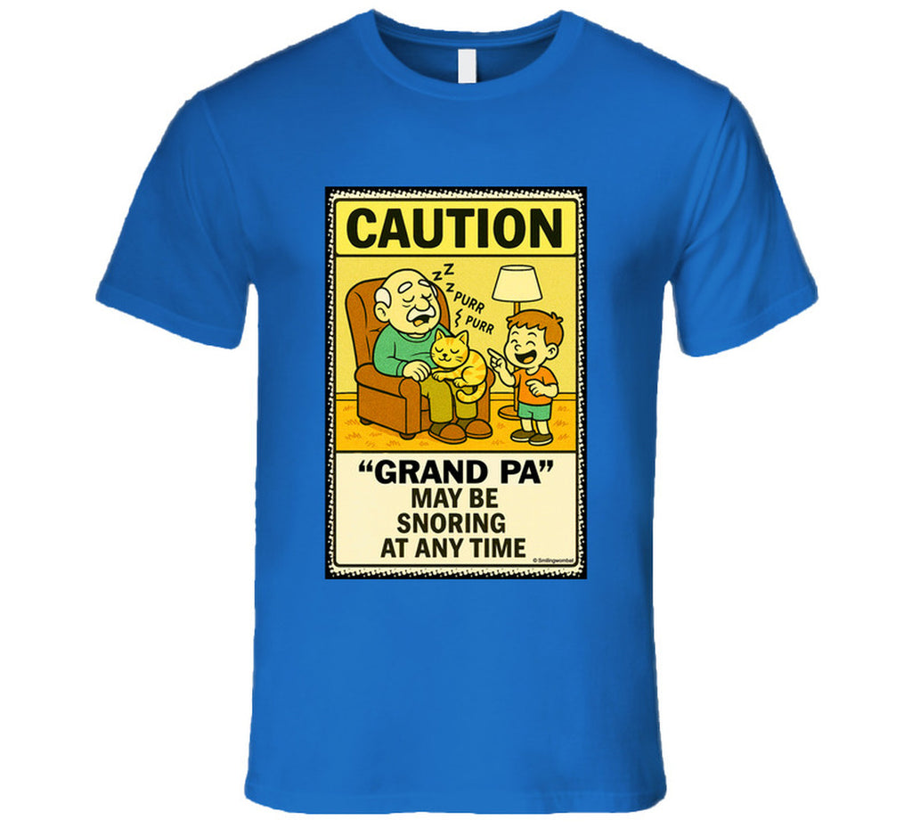 - “Do Not Disturb grandpa snoring T-shirt – Smiling Wombat design”
