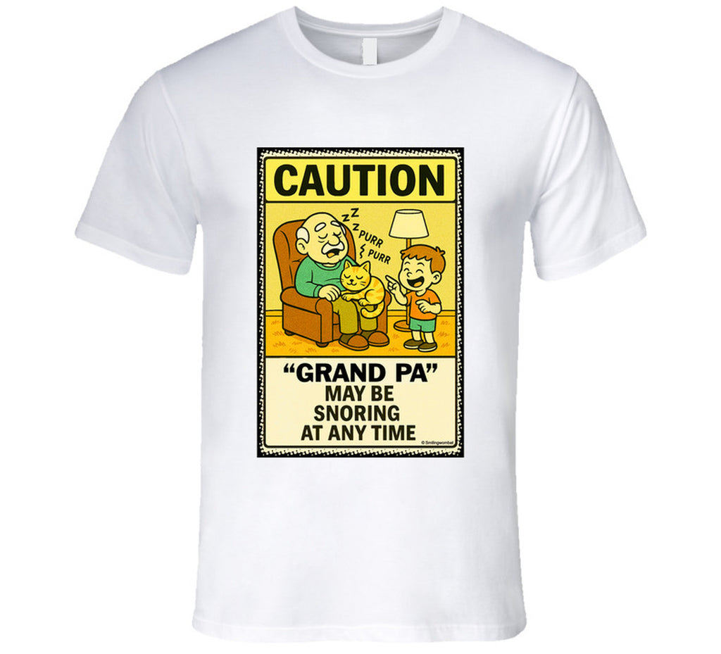 - “Do Not Disturb grandpa snoring T-shirt – Smiling Wombat design”
