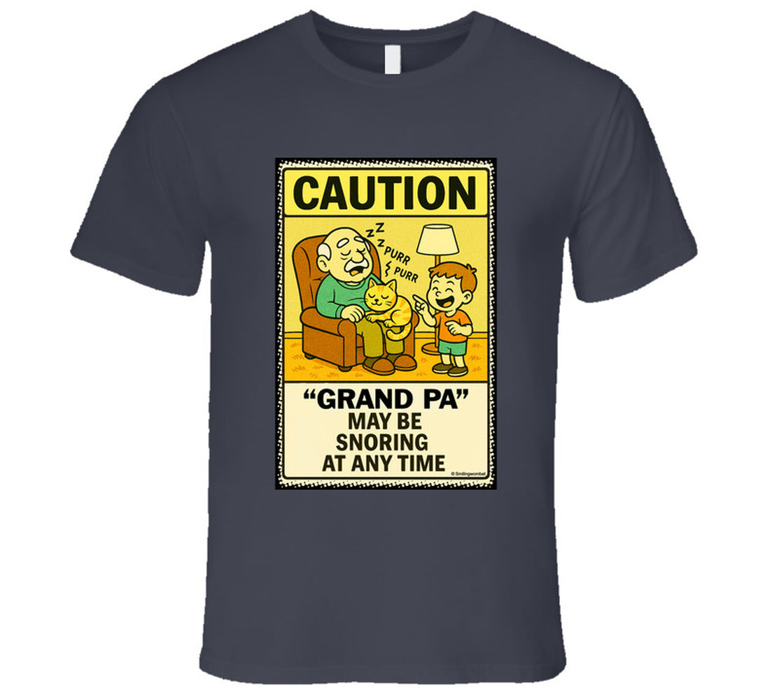 - “Do Not Disturb grandpa snoring T-shirt – Smiling Wombat design”
