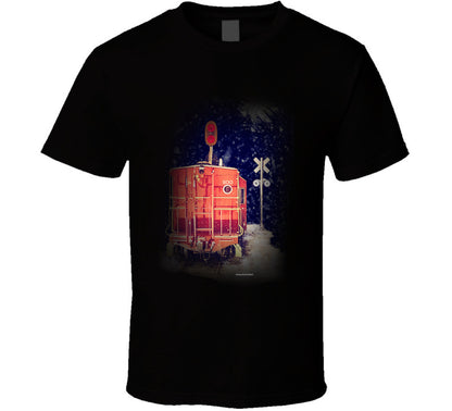  “Winter caboose graphic T-shirt – Smiling Wombat design”