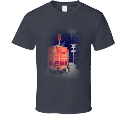 “Winter caboose graphic T-shirt – Smiling Wombat design”