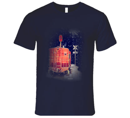  “Winter caboose graphic T-shirt – Smiling Wombat design”