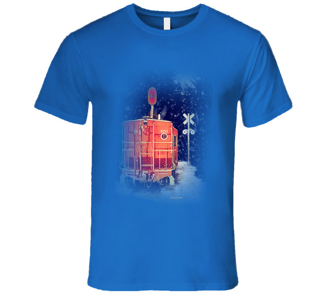  “Winter caboose graphic T-shirt – Smiling Wombat design”