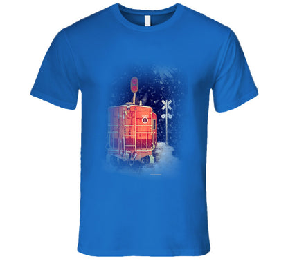  “Winter caboose graphic T-shirt – Smiling Wombat design”