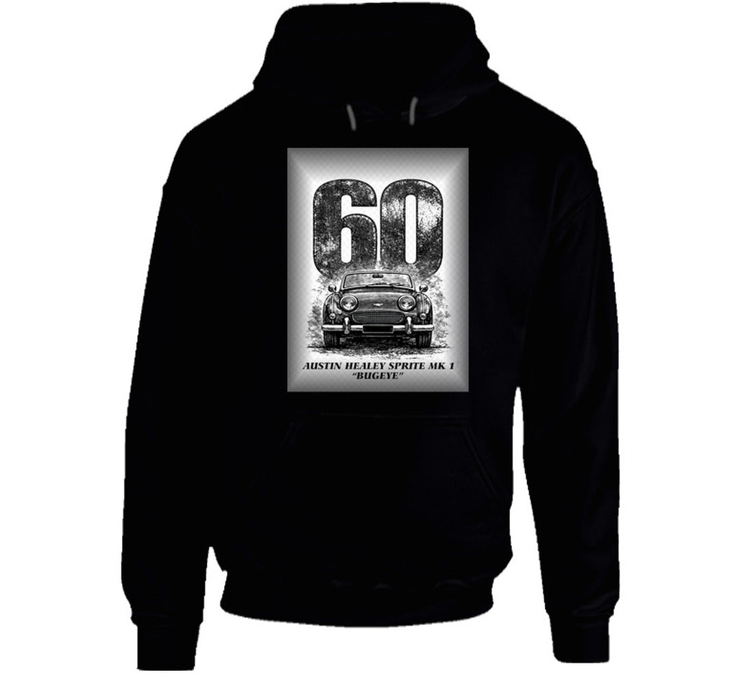 “Vintage 1960 Bugeye Sprite hoodie with classic car illustration – Smiling Wombat”