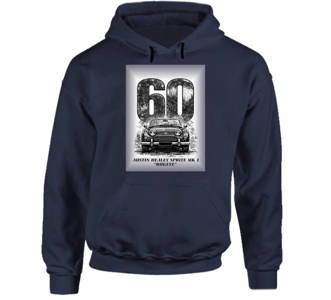 “Vintage 1960 Bugeye Sprite hoodie with classic car illustration – Smiling Wombat”