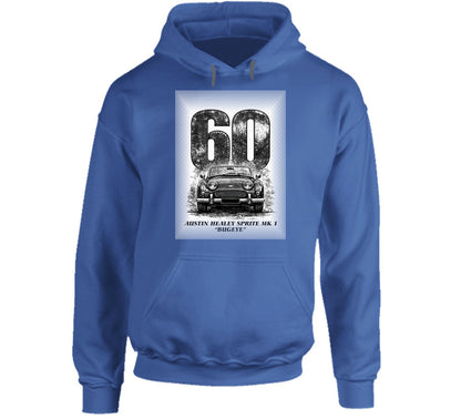 “Vintage 1960 Bugeye Sprite hoodie with classic car illustration – Smiling Wombat”
