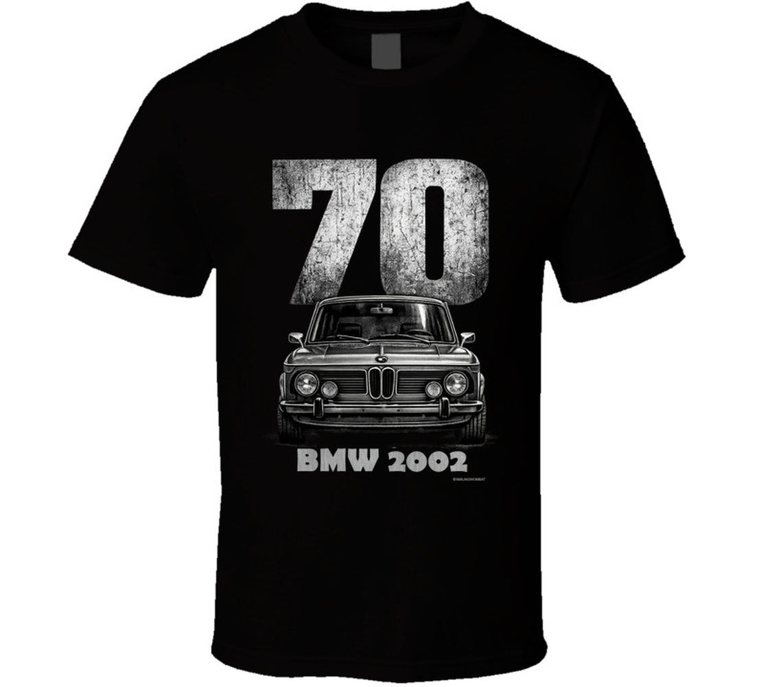 1970 BMW 2002 classic car graphic T‑shirt by Smiling Wombat