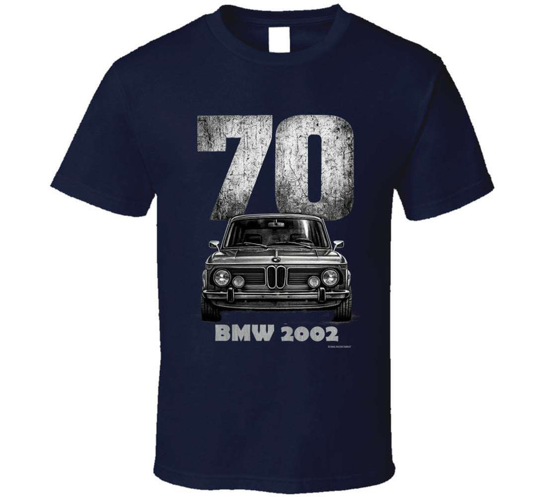 1970 BMW 2002 classic car graphic T‑shirt by Smiling Wombat
