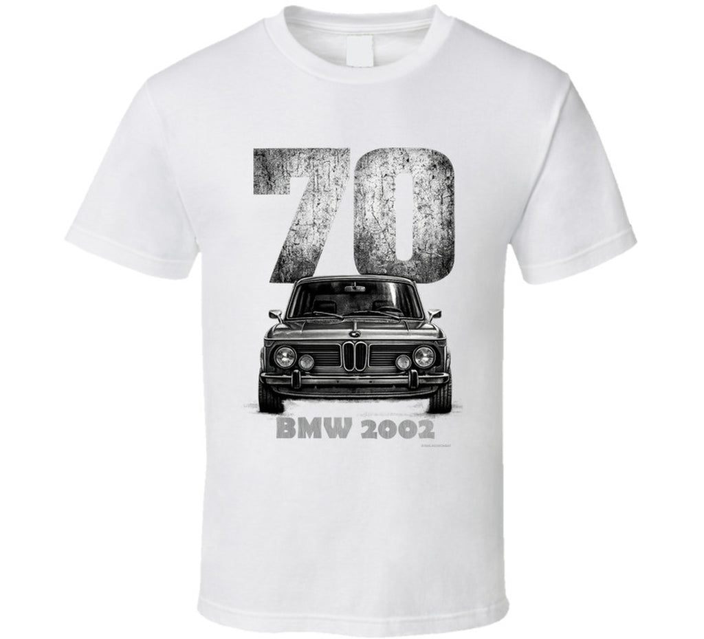 1970 BMW 2002 classic car graphic T‑shirt by Smiling Wombat