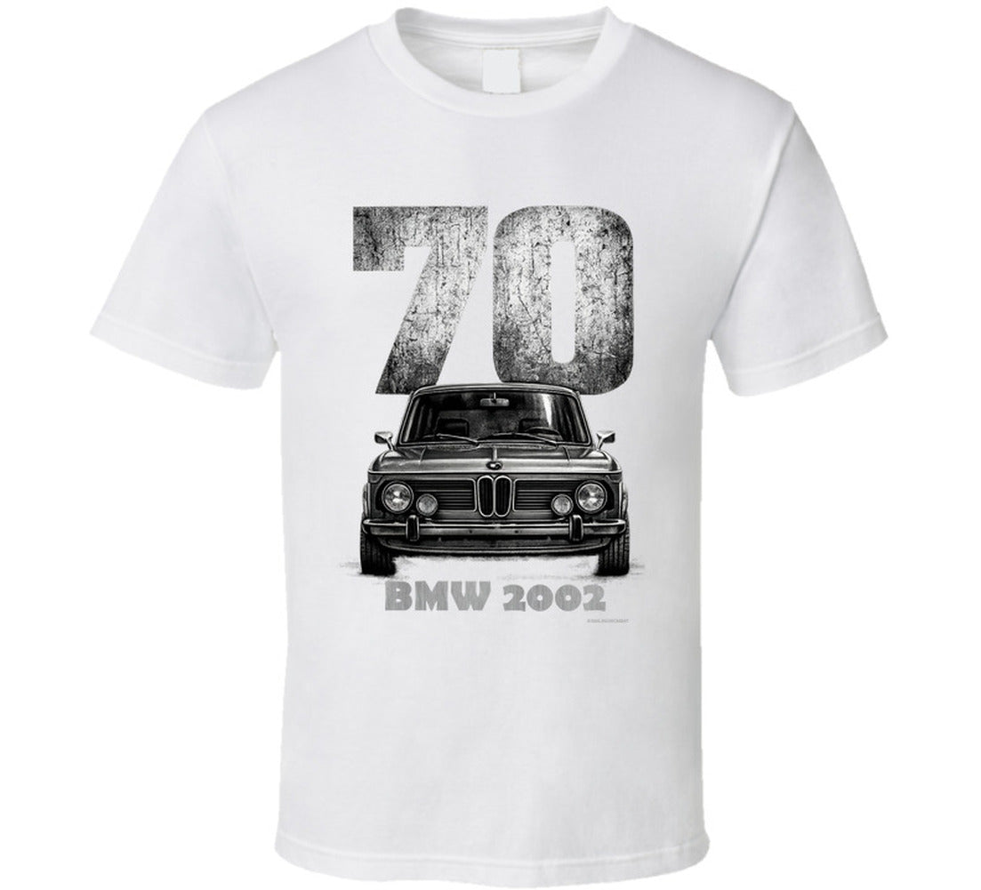 1970 BMW 2002 classic car graphic T‑shirt by Smiling Wombat