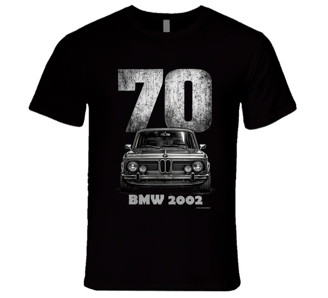 1970 BMW 2002 classic car graphic T‑shirt by Smiling Wombat