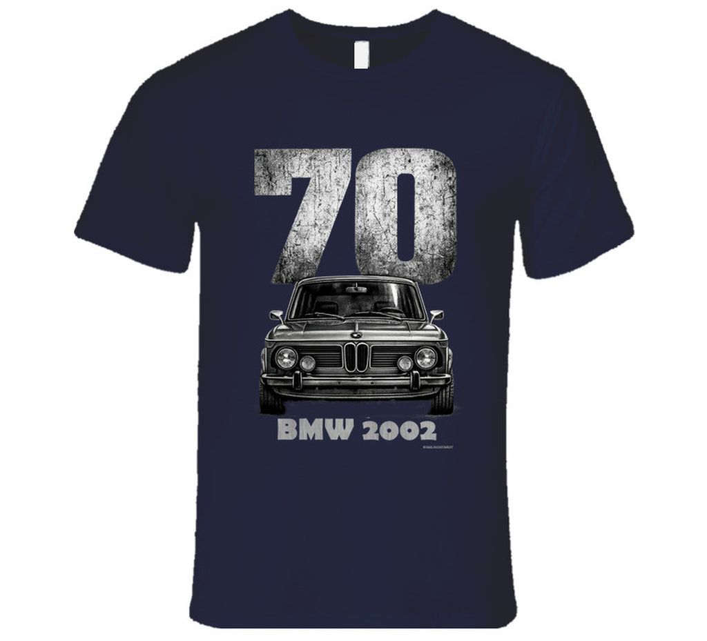 1970 BMW 2002 classic car graphic T‑shirt by Smiling Wombat