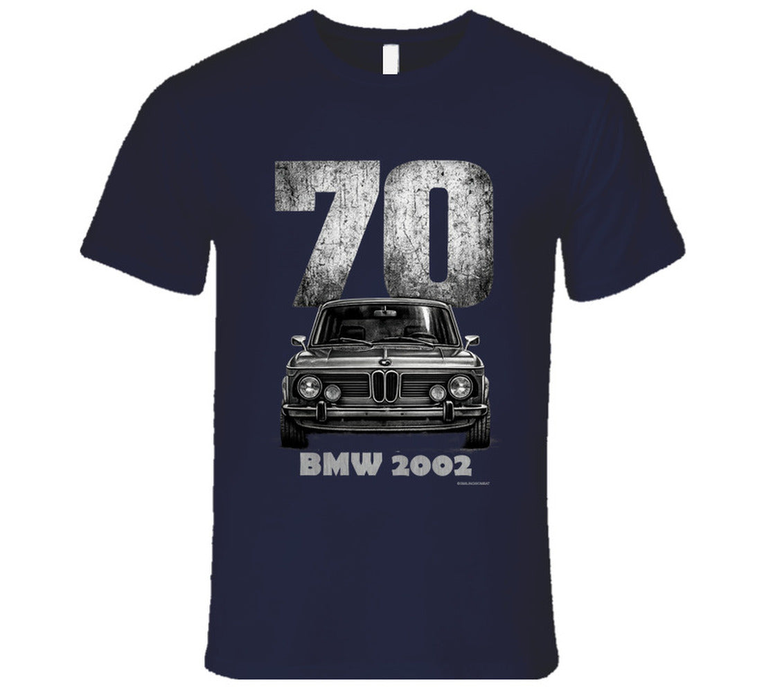1970 BMW 2002 classic car graphic T‑shirt by Smiling Wombat