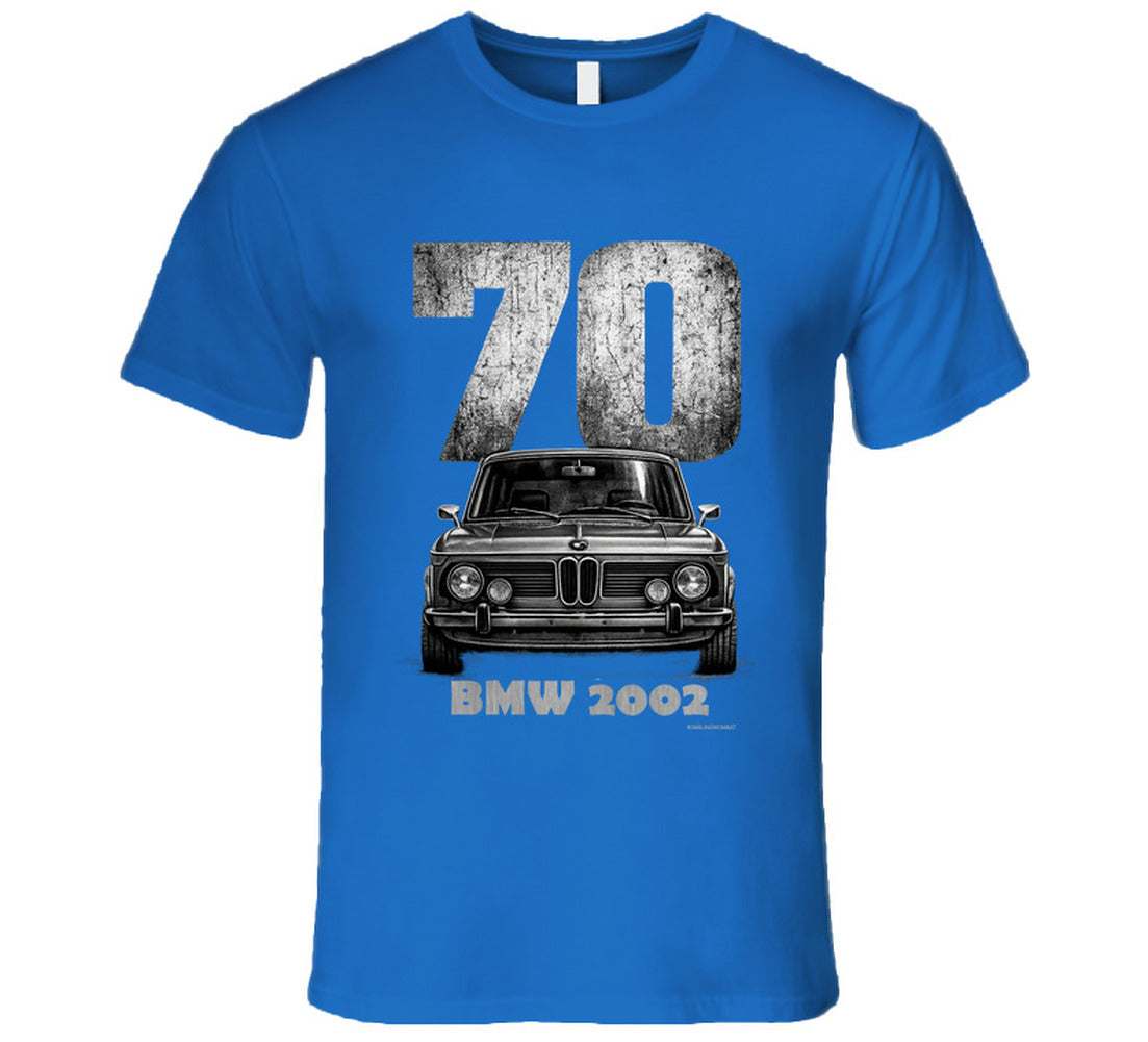 1970 BMW 2002 classic car graphic T‑shirt by Smiling Wombat