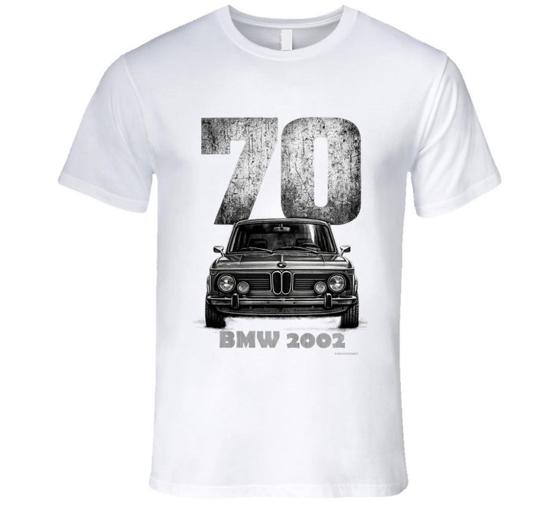 1970 BMW 2002 classic car graphic T‑shirt by Smiling Wombat