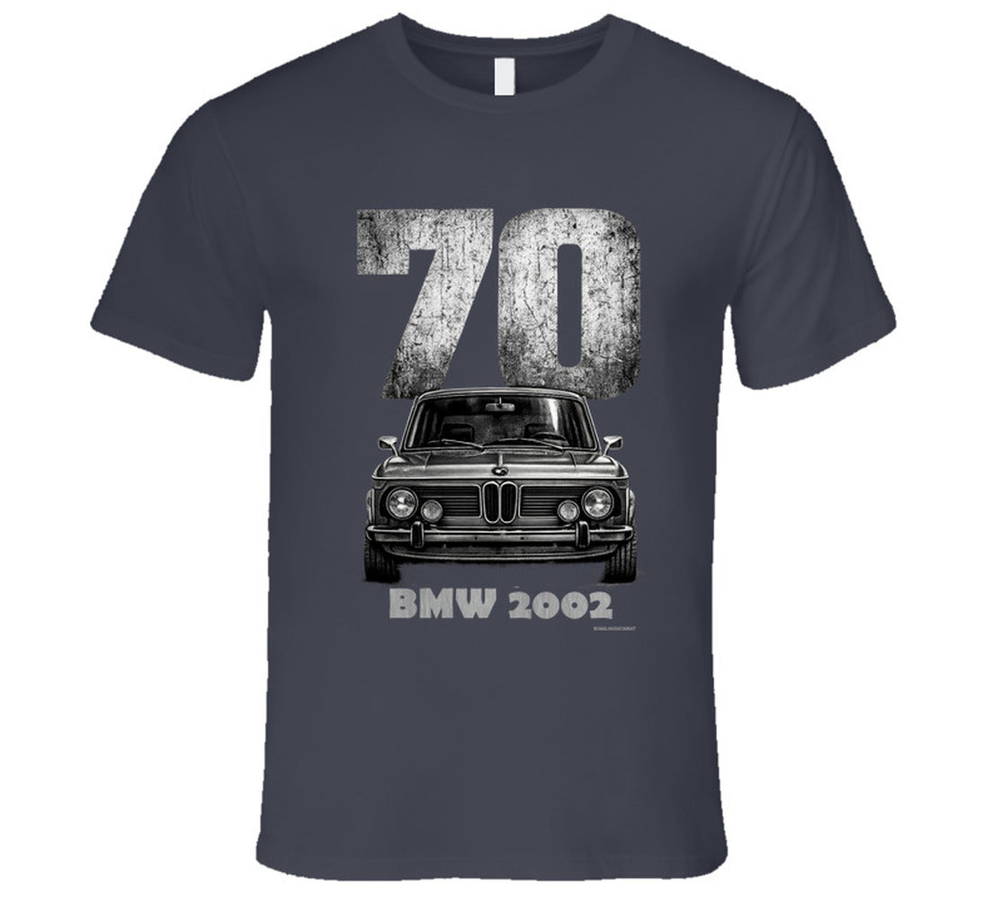 1970 BMW 2002 classic car graphic T‑shirt by Smiling Wombat