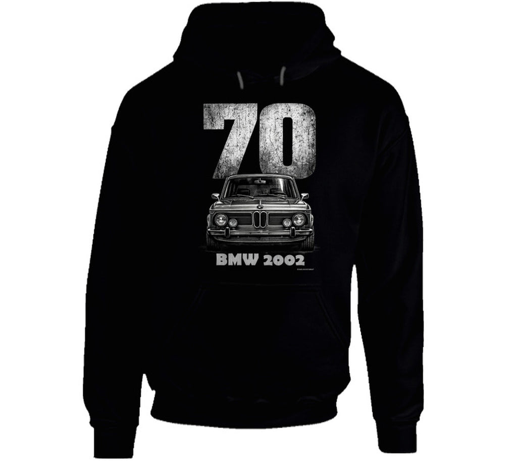 Smiling Wombat 1970 BMW 2002 hoodie with classic car artwork