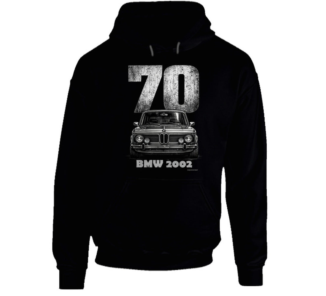 Smiling Wombat 1970 BMW 2002 hoodie with classic car artwork