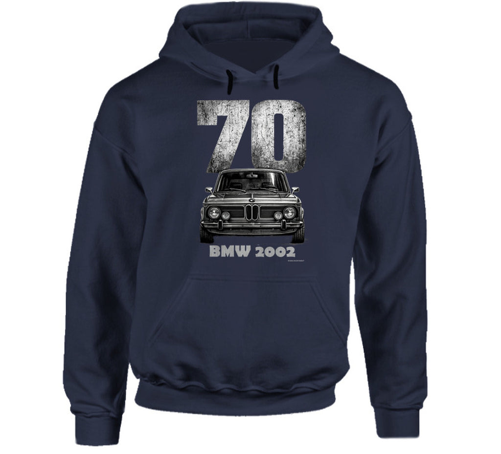 Smiling Wombat 1970 BMW 2002 hoodie with classic car artwork