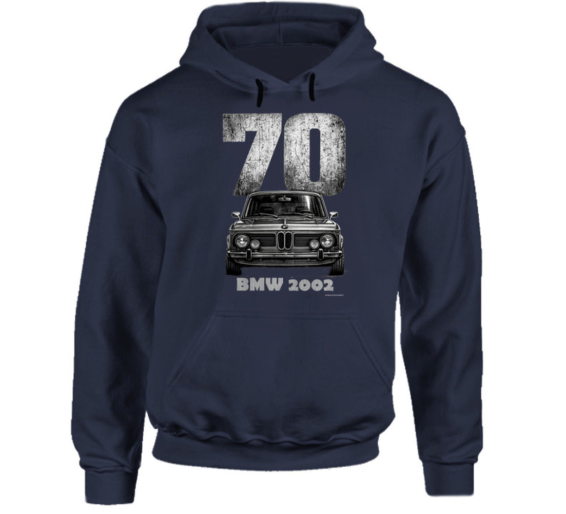 Smiling Wombat 1970 BMW 2002 hoodie with classic car artwork