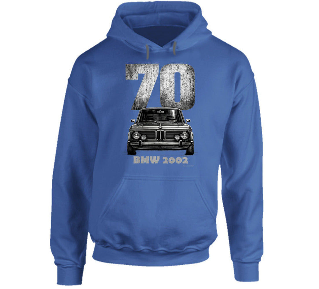 Smiling Wombat 1970 BMW 2002 hoodie with classic car artwork