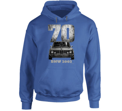 Smiling Wombat 1970 BMW 2002 hoodie with classic car artwork