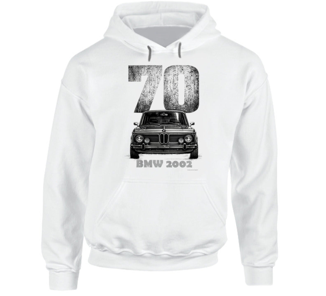Smiling Wombat 1970 BMW 2002 hoodie with classic car artwork