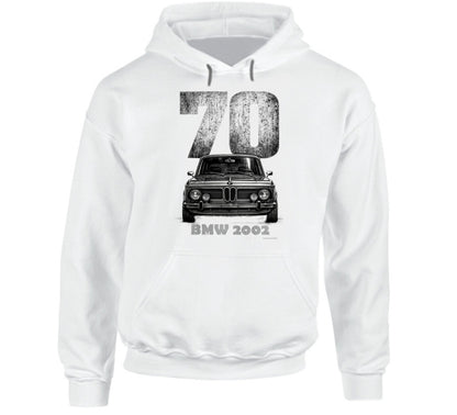 Smiling Wombat 1970 BMW 2002 hoodie with classic car artwork