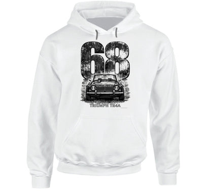 1968 Triumph TR4A classic car illustration hoodie by Smiling Wombat