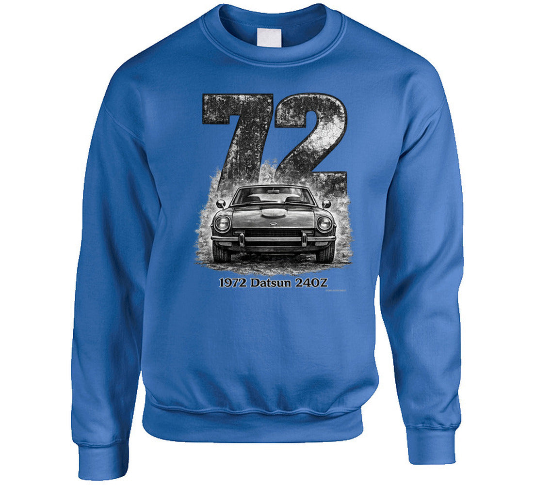 1972 Datsun 240Z retro sweatshirt with distressed year design