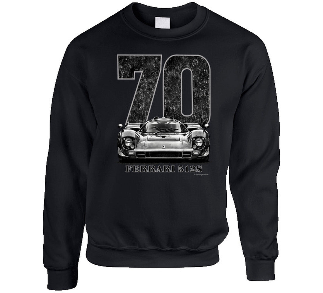 “1970 Ferrari 512S retro race car sweatshirt – Smiling Wombat Apparel”