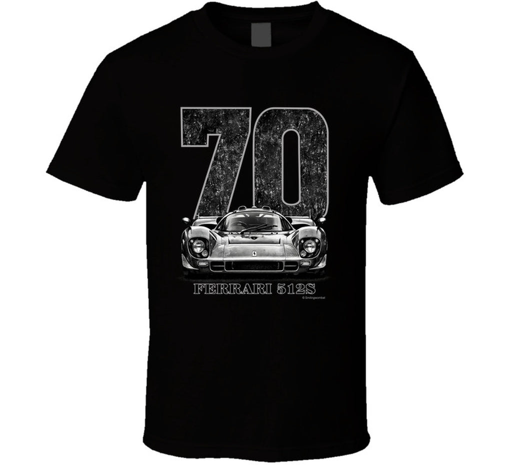 “1970 Ferrari 512S vintage racing T‑shirt by Smiling Wombat”