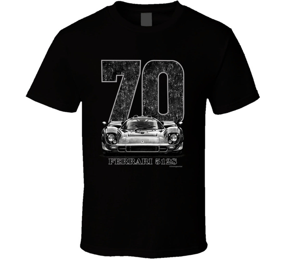 “1970 Ferrari 512S vintage racing T‑shirt by Smiling Wombat”