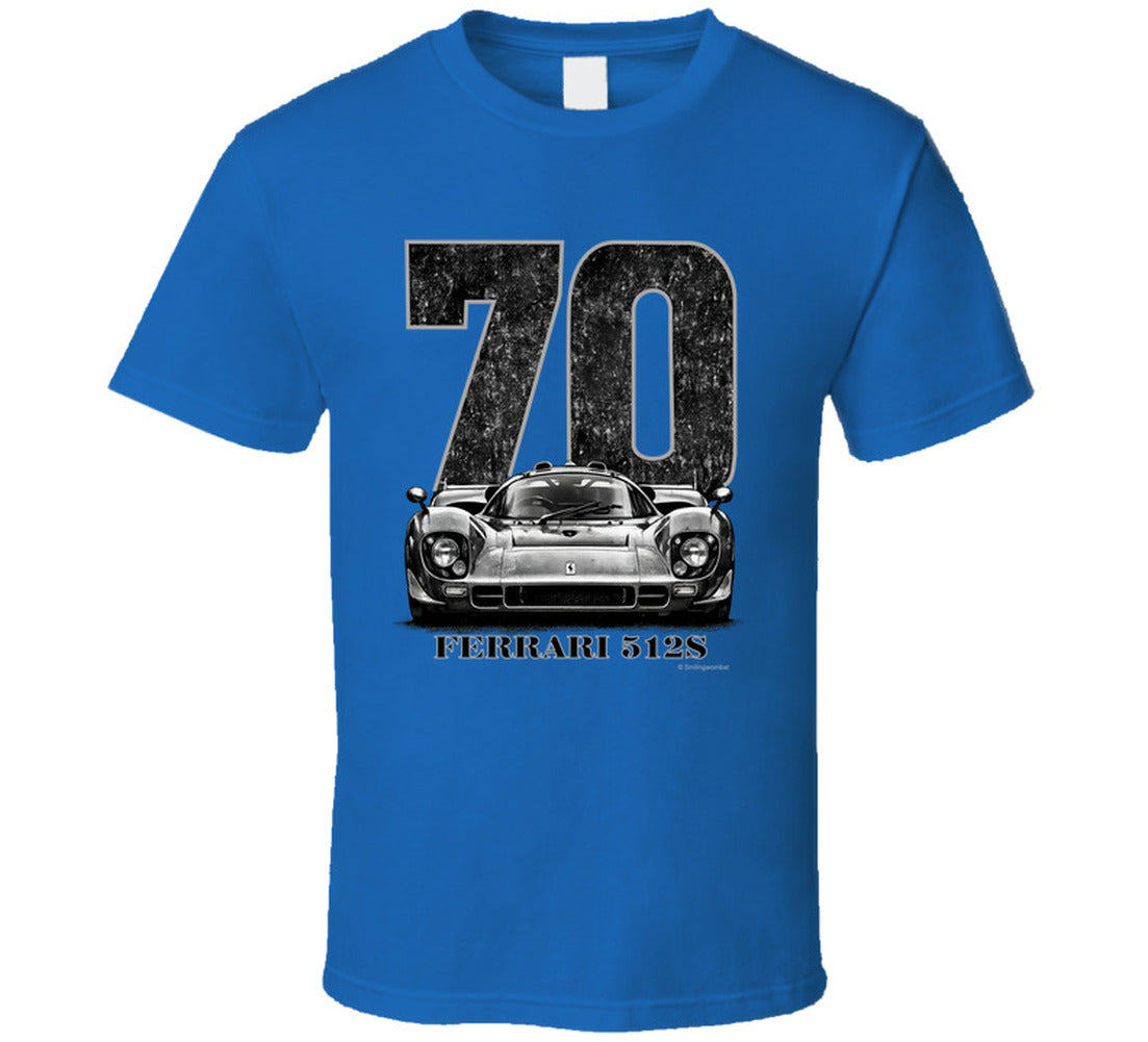 “1970 Ferrari 512S vintage racing T‑shirt by Smiling Wombat”