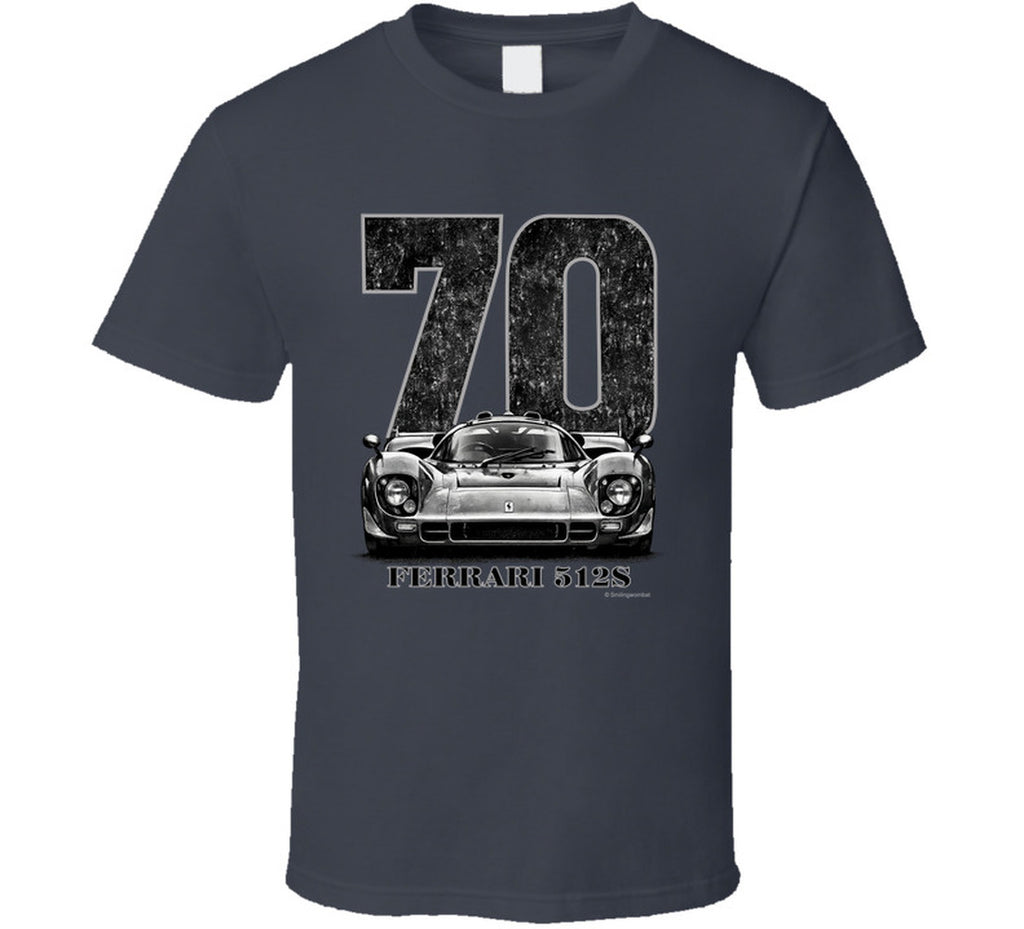 “1970 Ferrari 512S vintage racing T‑shirt by Smiling Wombat”