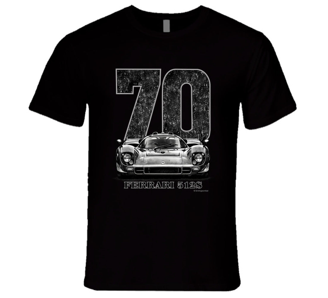“1970 Ferrari 512S vintage racing T‑shirt by Smiling Wombat”